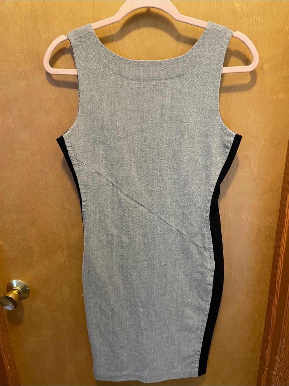 Diane Von Furstenberg Light Gray Midi Dress with Black Side Panels